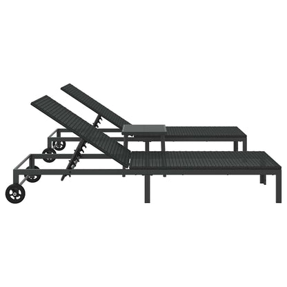 Lettino da Sole 3 pcs Nero 40 x 39 x 40.5cm polyrattan