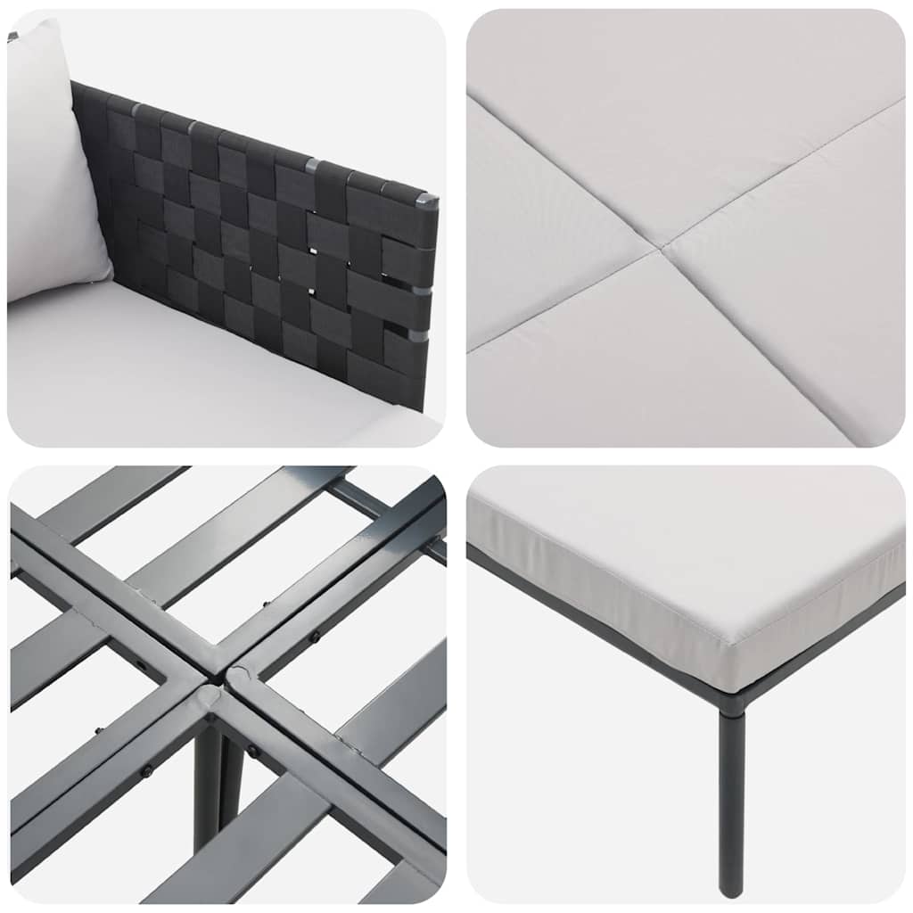 Lettino da Sole 2-persona Antracite 115 x 153 x 69.5cm Acciaio