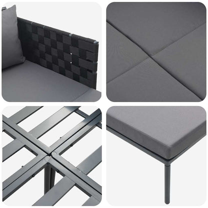 Lettino da Sole 2-persona Antracite 115 x 153 x 69.5cm Acciaio