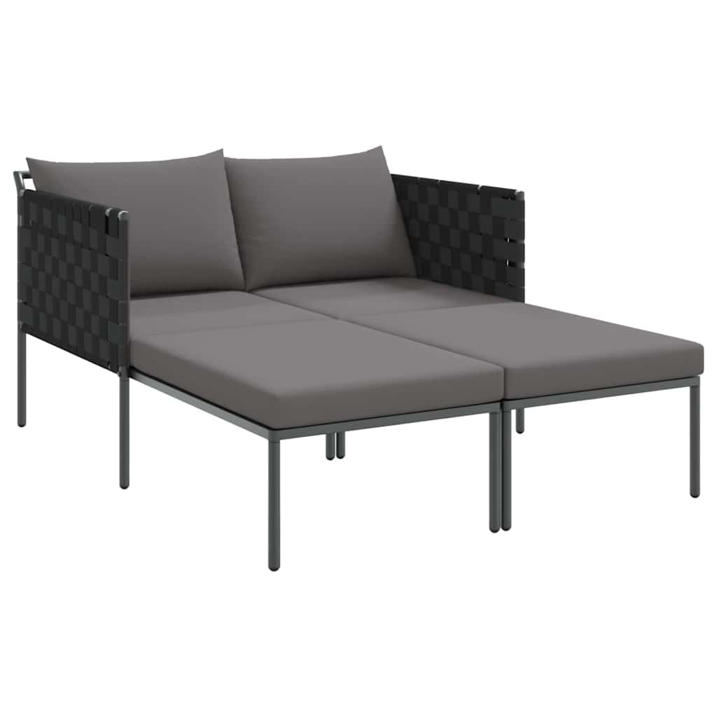 Lettino da Sole 2-persona Antracite 115 x 153 x 69.5cm Acciaio