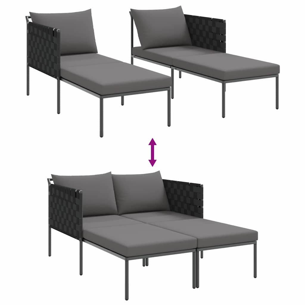 Lettino da Sole 2-persona Antracite 115 x 153 x 69.5cm Acciaio