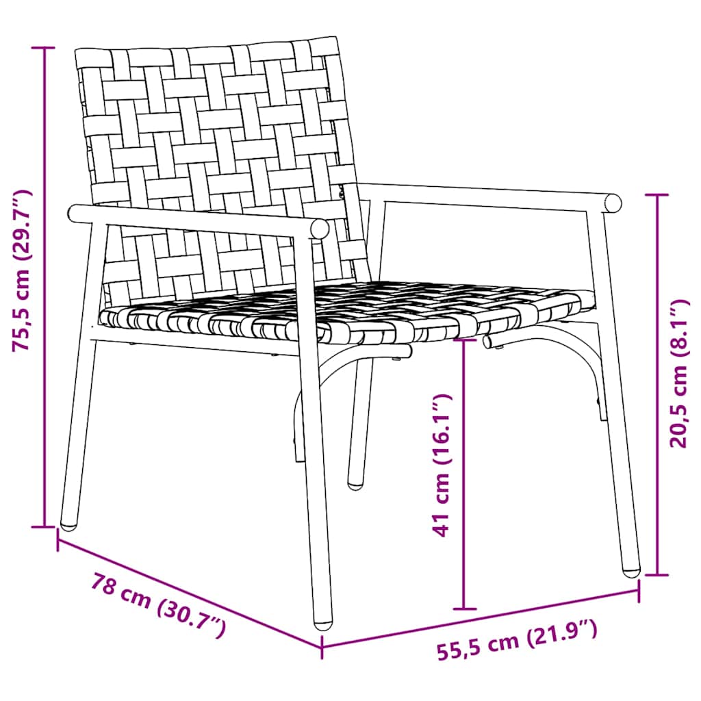 Sedia da Giardino 2 pcs Nero 79 x 56 x 73.5 cm polyrattan