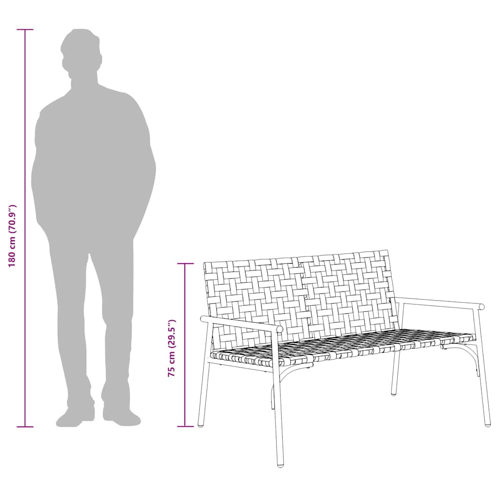 Sedia da Giardino Nero 113 x 79 x 75 cm polyrattan