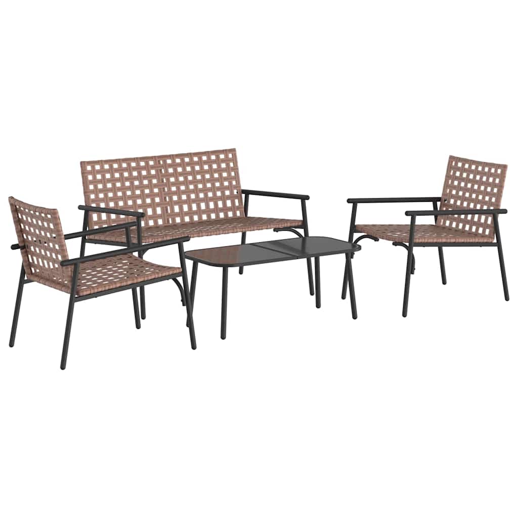 Set da Pranzo per Giardino 4 pcs Marrone polyrattan | homemem39