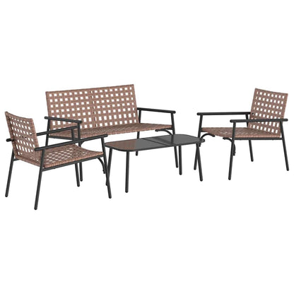 Set da Pranzo per Giardino 4 pcs Marrone polyrattan | homemem39
