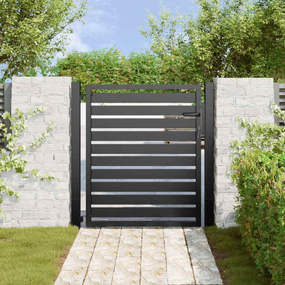 Cancello da Giardino con Serratura Nero 100x100 cm in Alluminio | homemem39