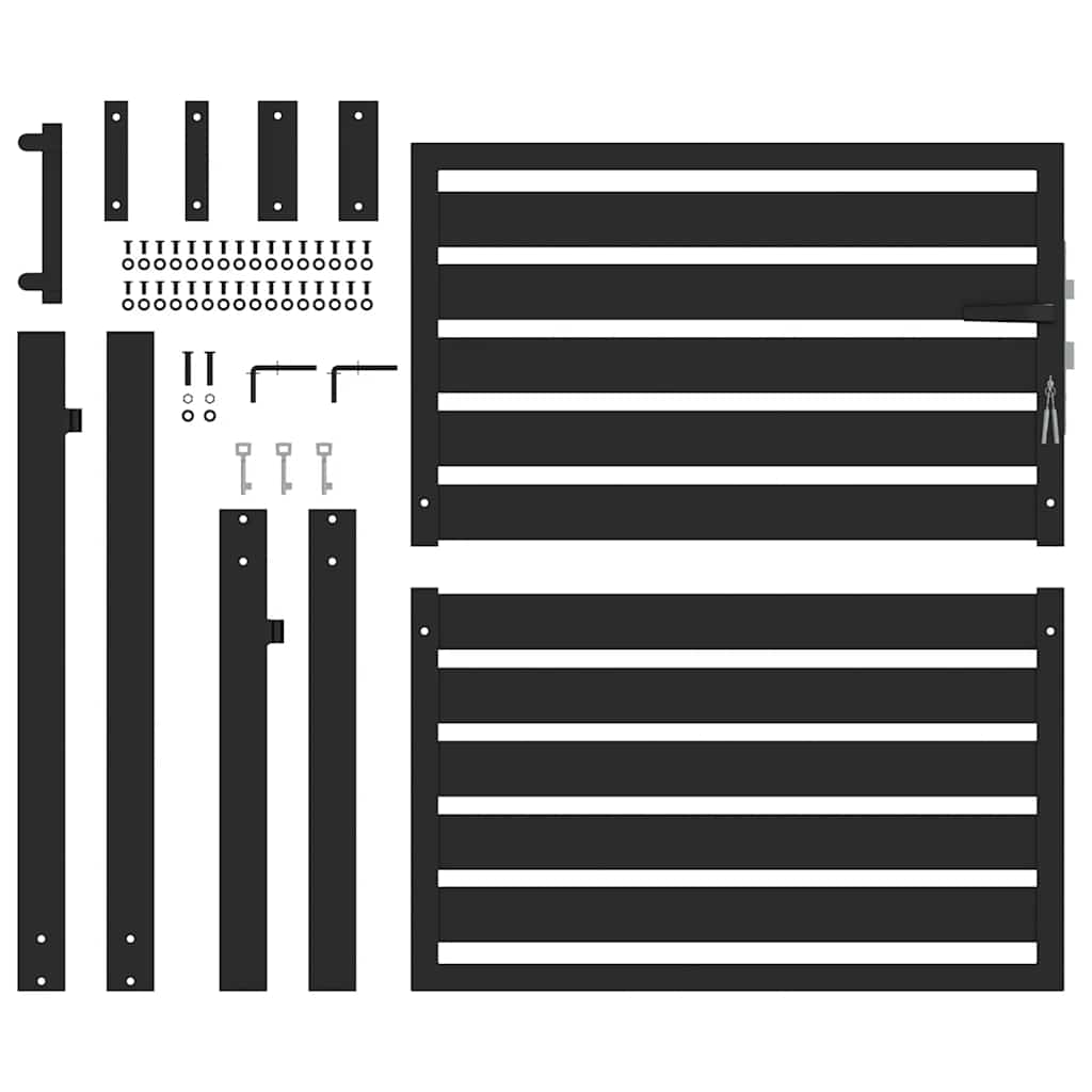 Cancello da Giardino con Serratura Nero 100x100 cm in Alluminio | homemem39