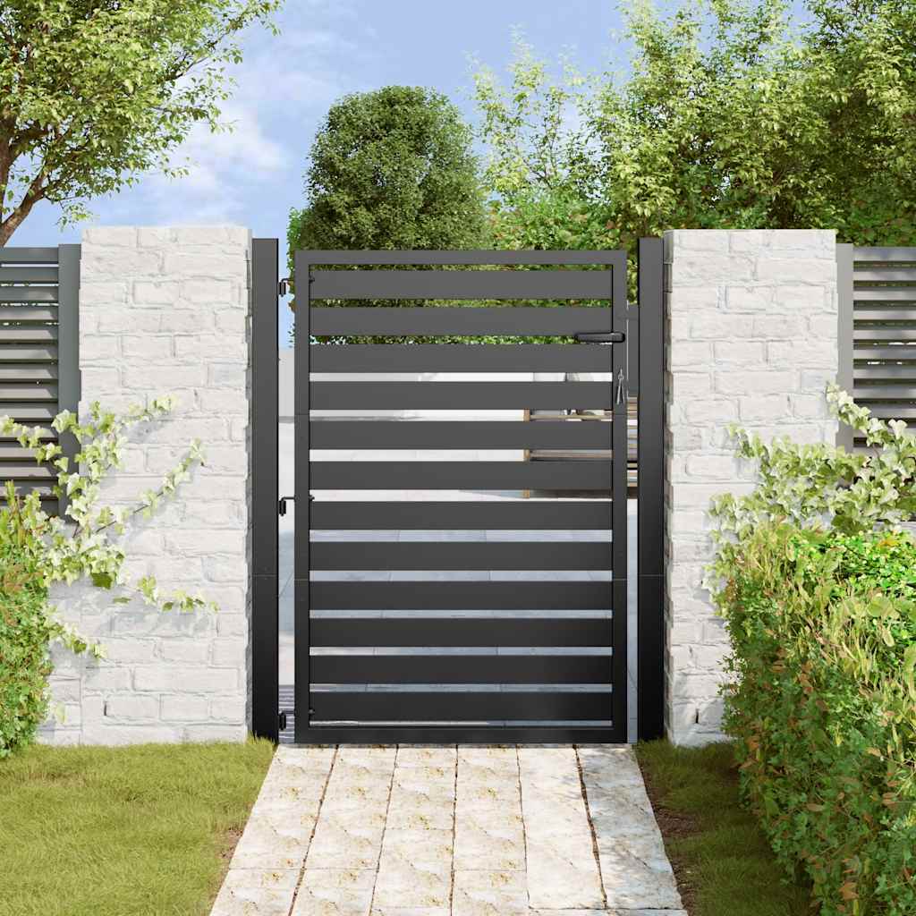 Cancello da Giardino con Serratura Nero 100x120 cm in Alluminio | homemem39