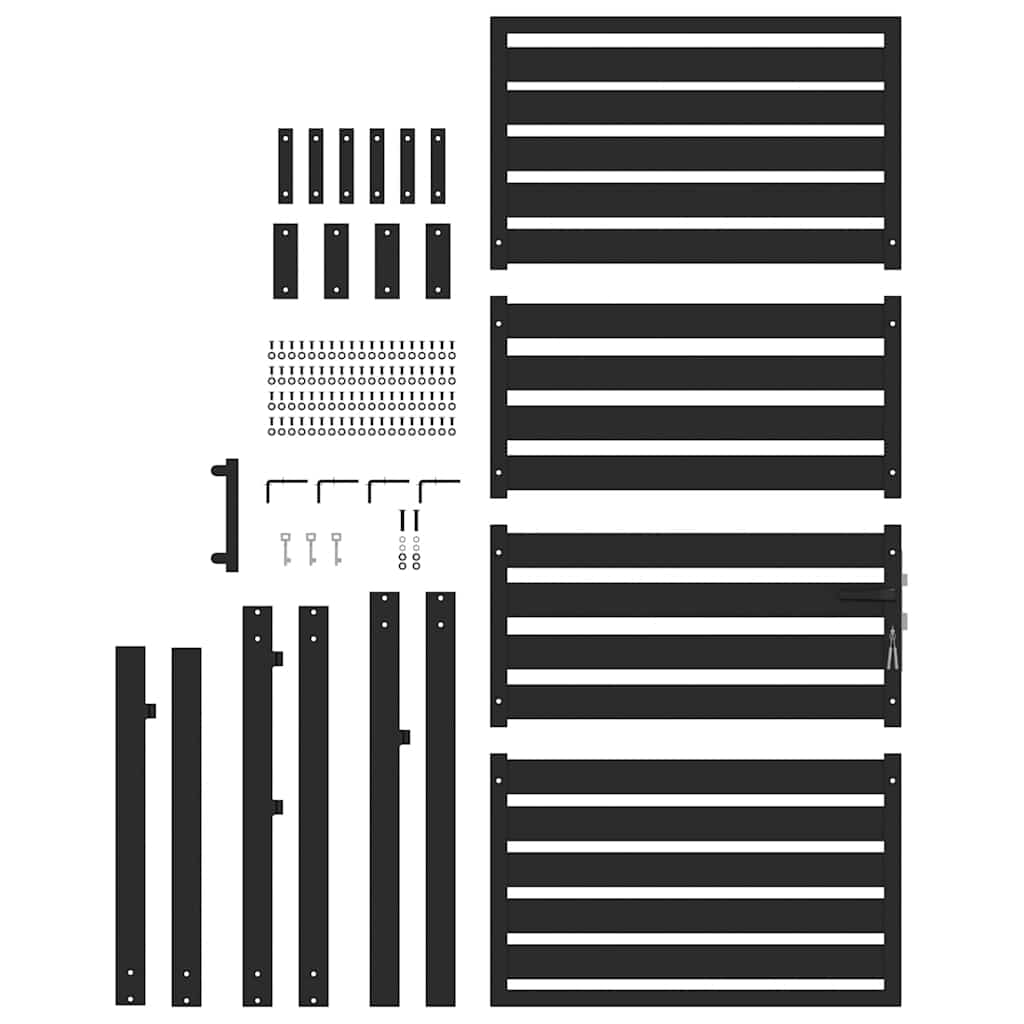 Cancello da Giardino con Serratura Nero 100x180 cm in Alluminio | homemem39