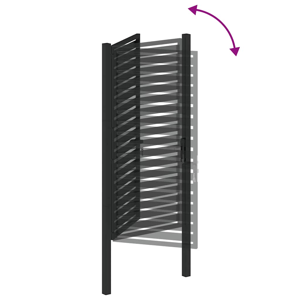 Cancello da Giardino con Serratura Nero 100x180 cm in Alluminio | homemem39