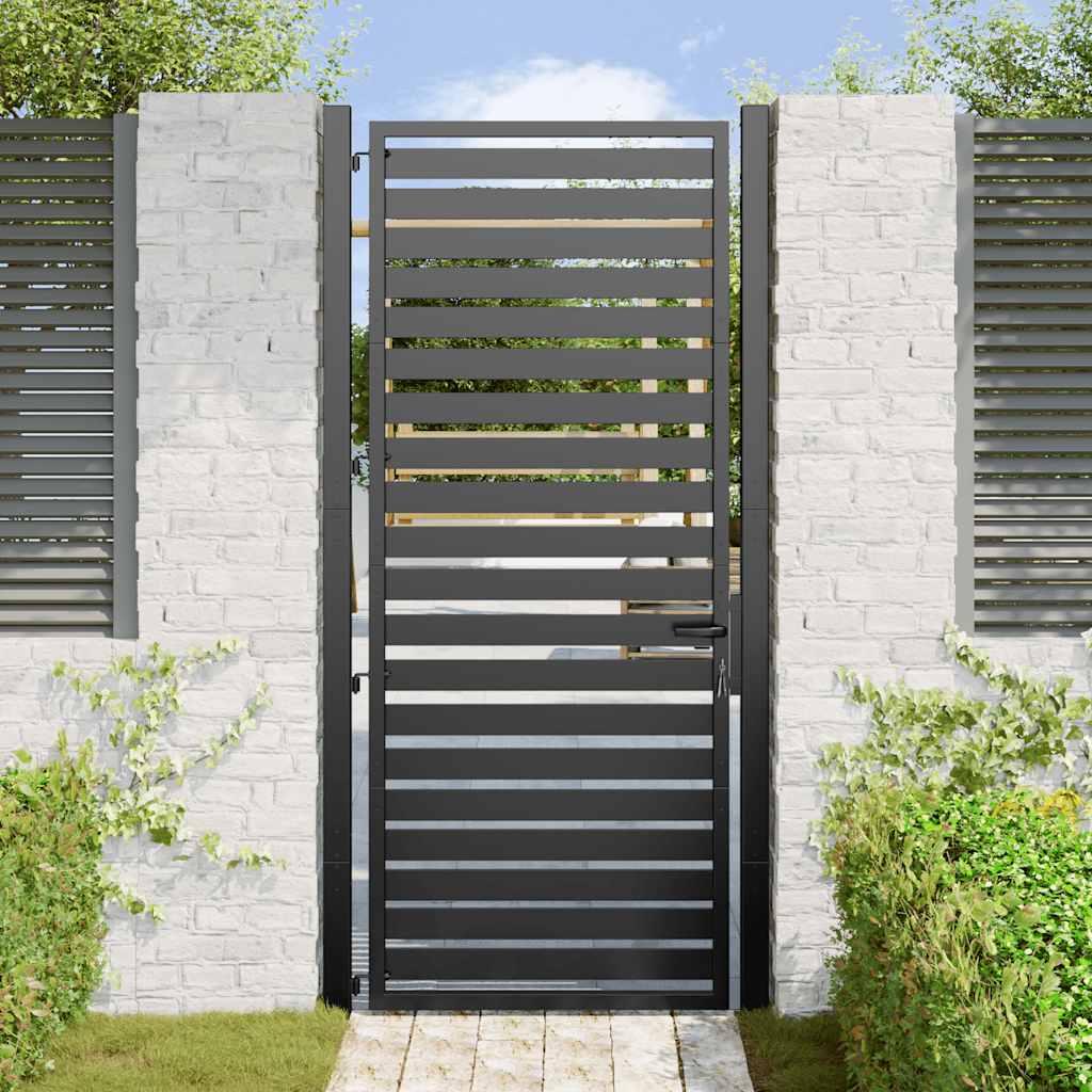 Cancello da Giardino con Serratura Nero 100x200 cm in Alluminio | homemem39