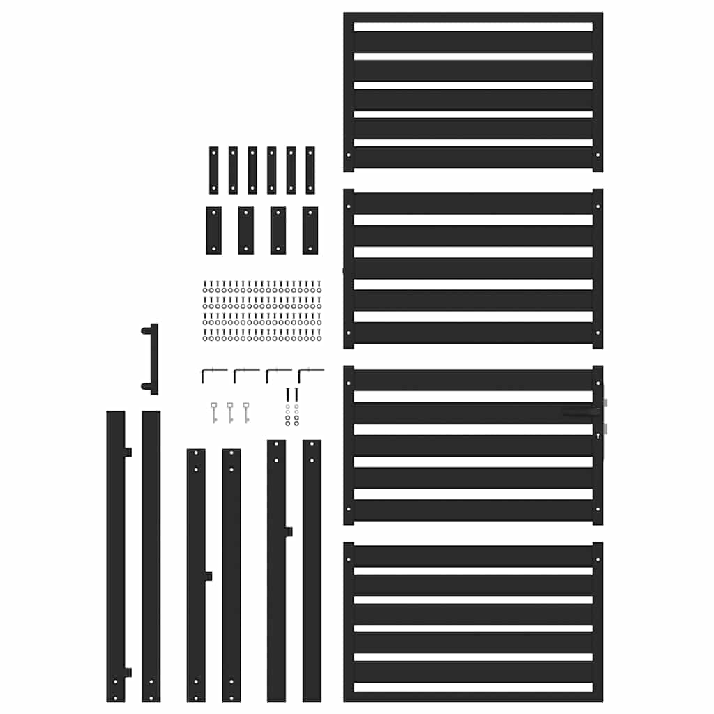 Cancello da Giardino con Serratura Nero 100x200 cm in Alluminio | homemem39