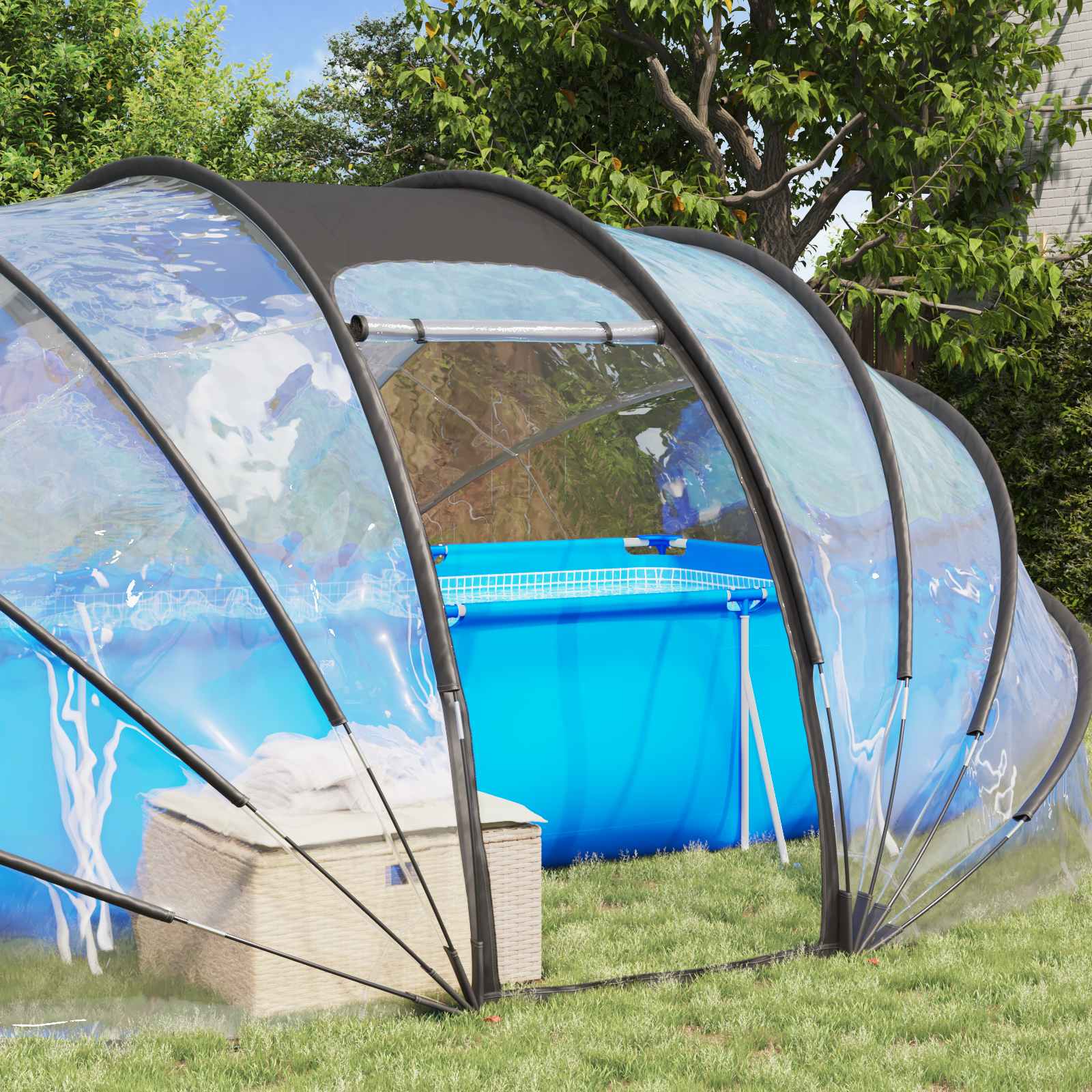 Tenda da piscina a cupola Trasparente 538 x 440 x 204 cm PVC | homemem39