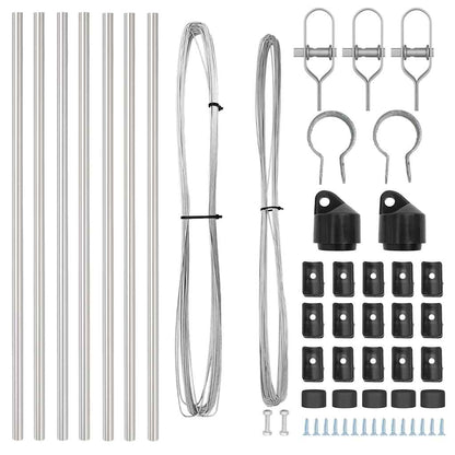 Palo della recinzione 7 pcs Argento Acciaio | homemem39