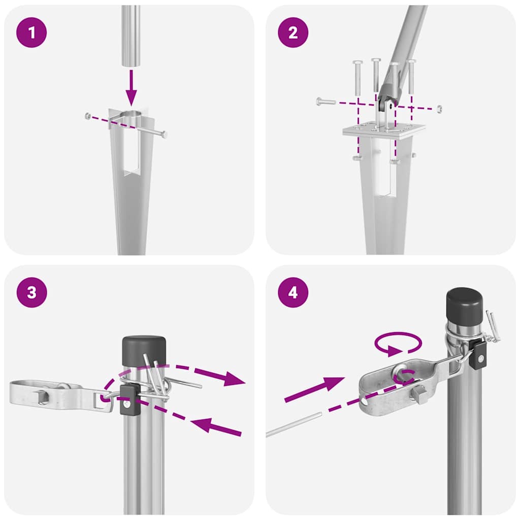 Palo da recinzione con picchetto a terra 7 pz Argento | homemem39