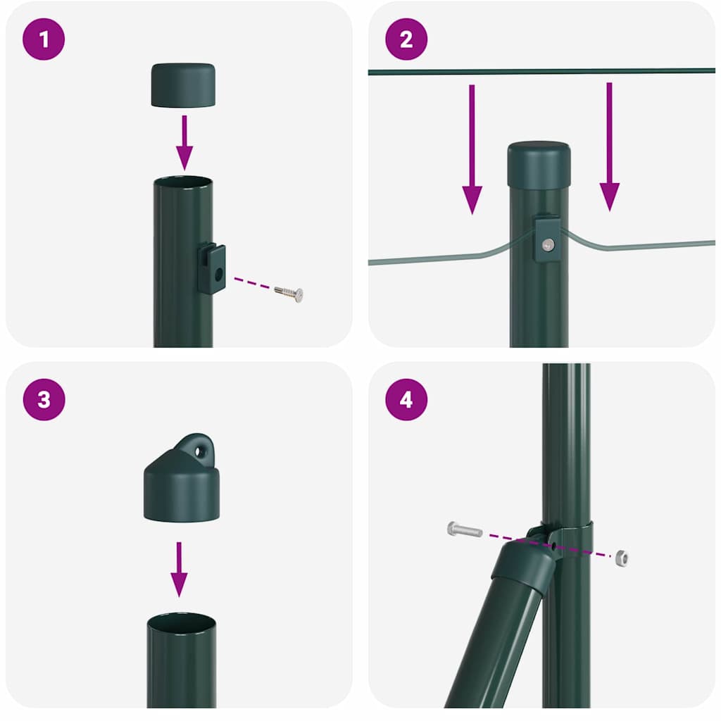 Palo per recinzione con base in cemento 7 pz Verde | homemem39