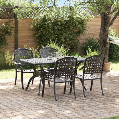 Set da Pranzo per Giardino 5 pcs Nero Alluminio
