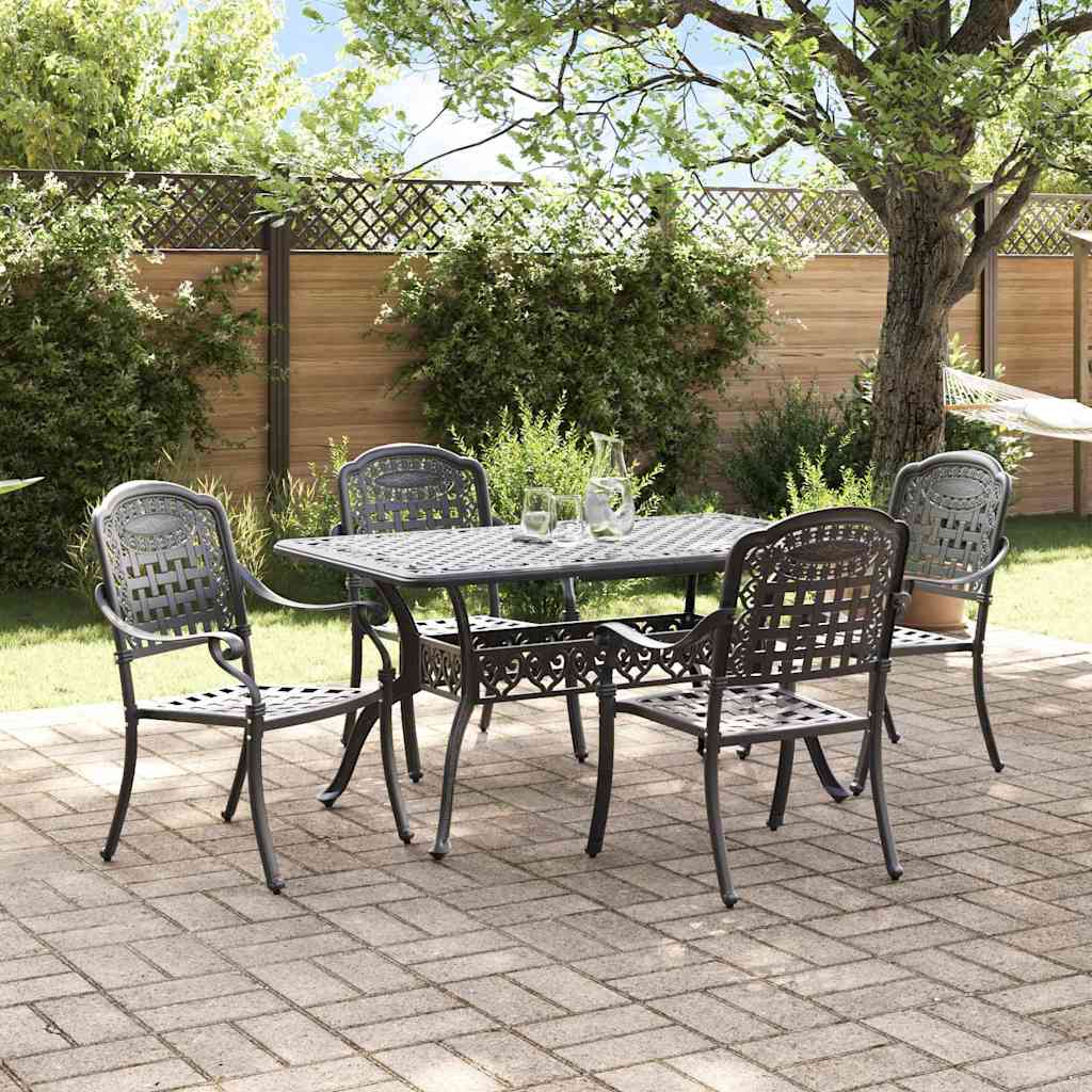 Set da Pranzo per Giardino 5 pcs Nero Alluminio