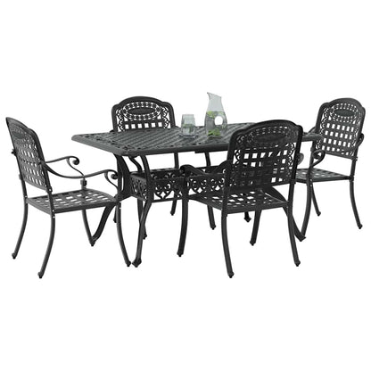 Set da Pranzo per Giardino 5 pcs Nero Alluminio