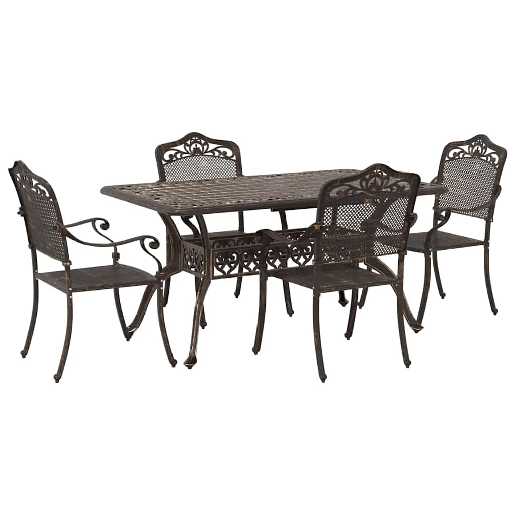 Set da Pranzo per Giardino 5 pcs Bronzo Alluminio | homemem39