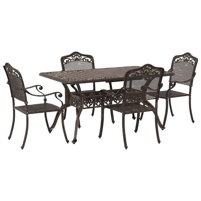Set da Pranzo per Giardino 5 pcs Bronzo Alluminio | homemem39
