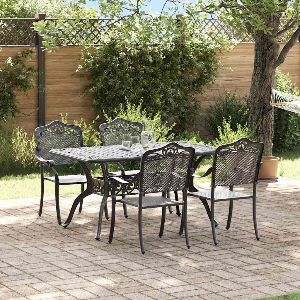 Set da Pranzo per Giardino 5 pcs Nero Alluminio | homemem39