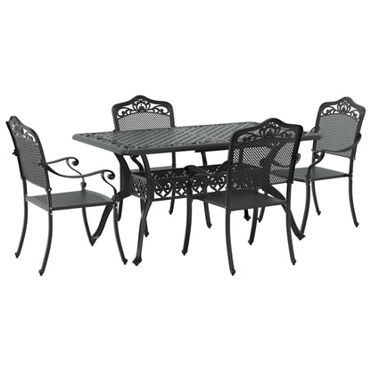 Set da Pranzo per Giardino 5 pcs Nero Alluminio