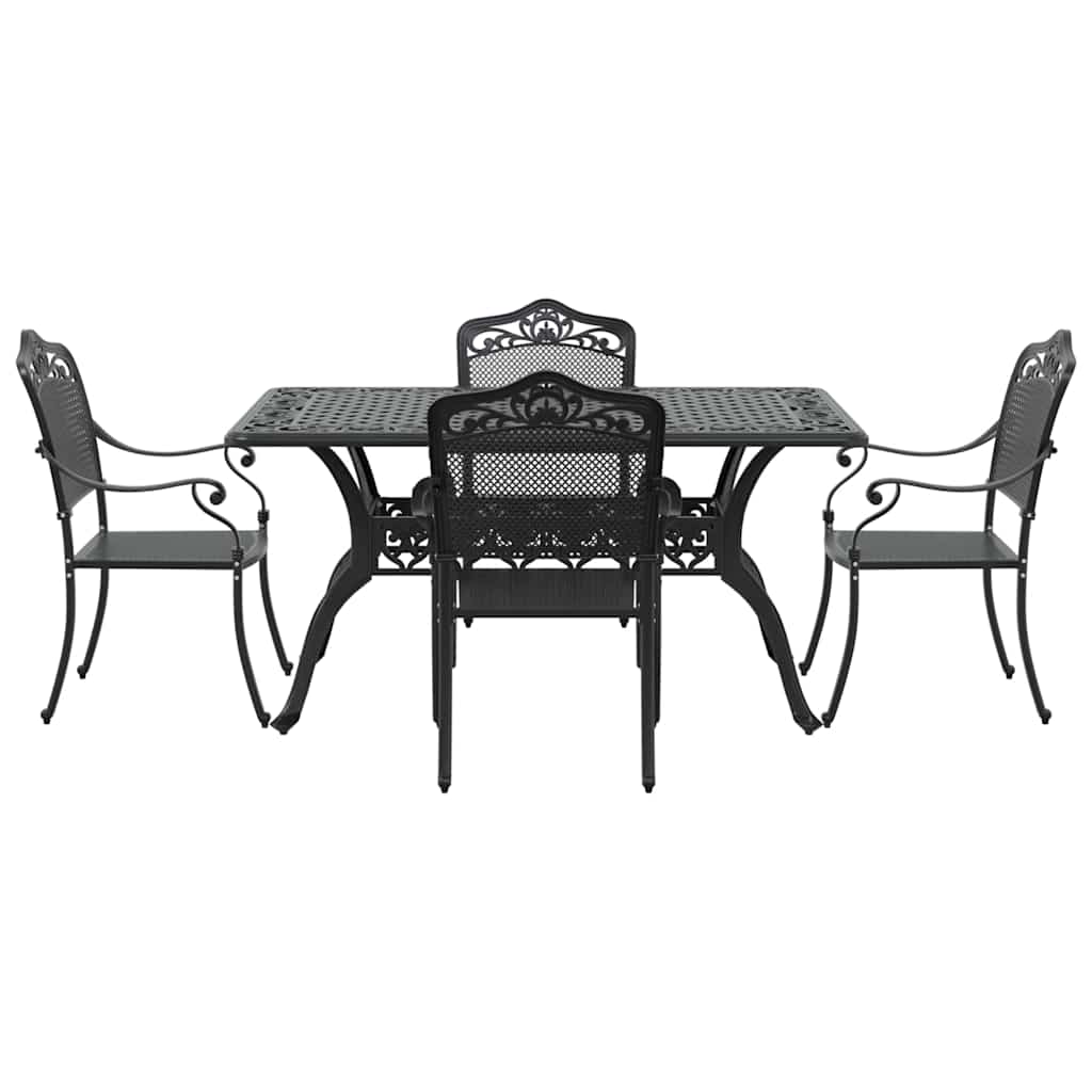Set da Pranzo per Giardino 5 pcs Nero Alluminio | homemem39