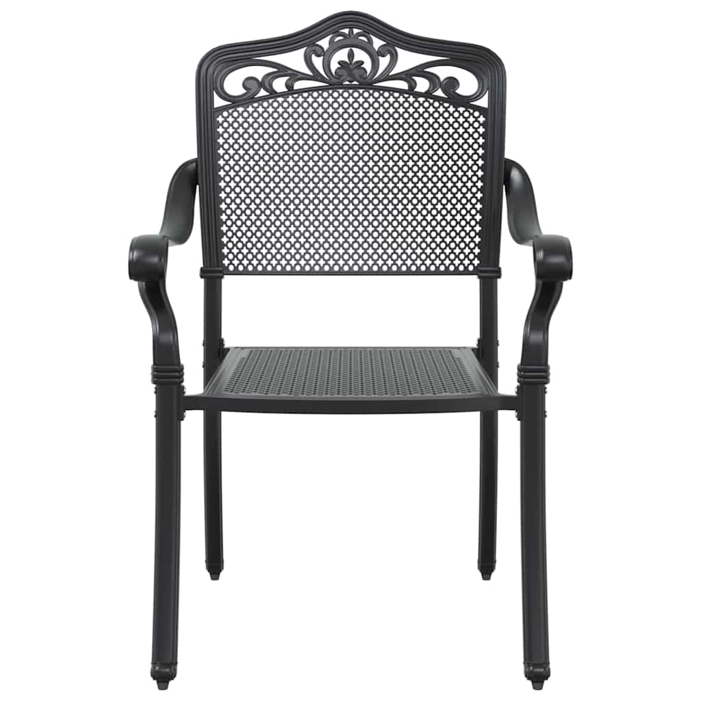 Set da Pranzo per Giardino 7 pcs Nero Alluminio