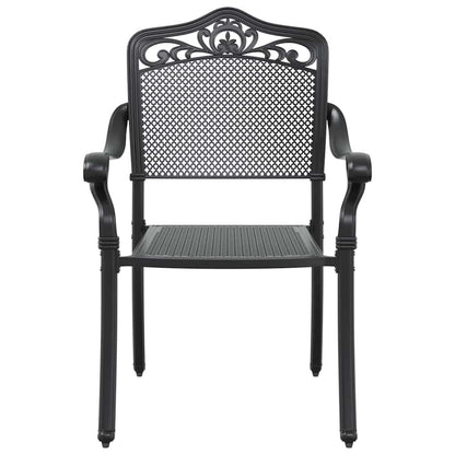 Set da Pranzo per Giardino 7 pcs Nero Alluminio
