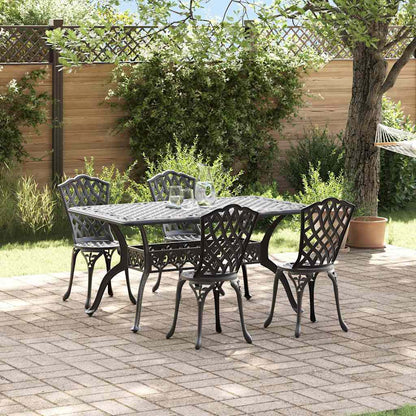 Set da Pranzo per Giardino 5 pcs Nero Alluminio | homemem39