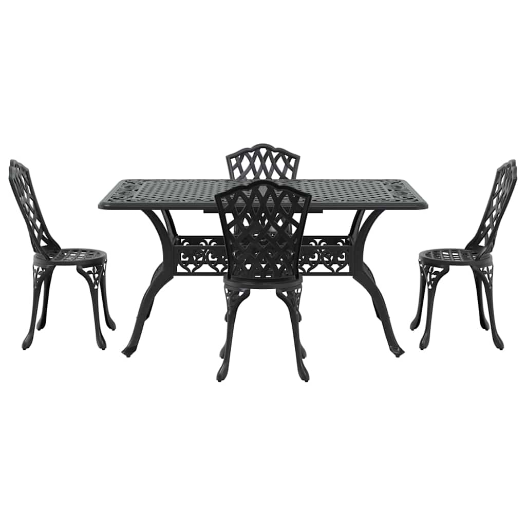 Set da Pranzo per Giardino 5 pcs Nero Alluminio | homemem39