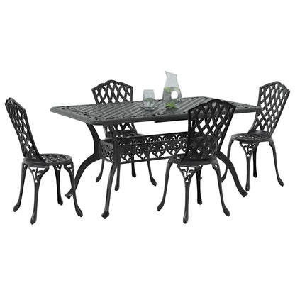 Set da Pranzo per Giardino 5 pcs Nero Alluminio | homemem39