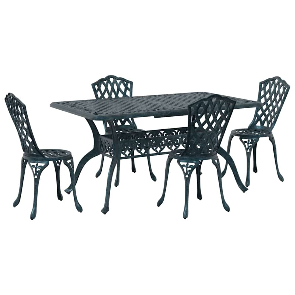 Set da Pranzo per Giardino 5 pcs Verde Alluminio | homemem39