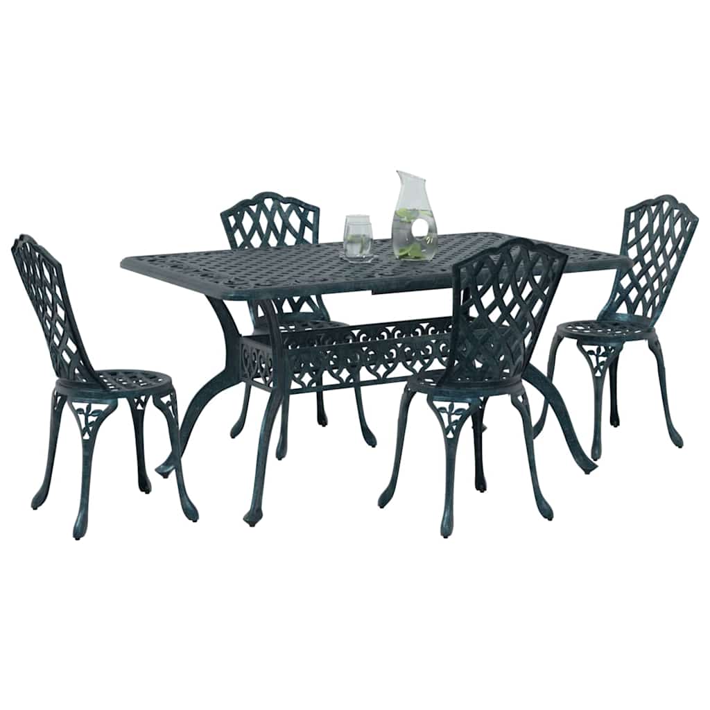 Set da Pranzo per Giardino 5 pcs Verde Alluminio | homemem39