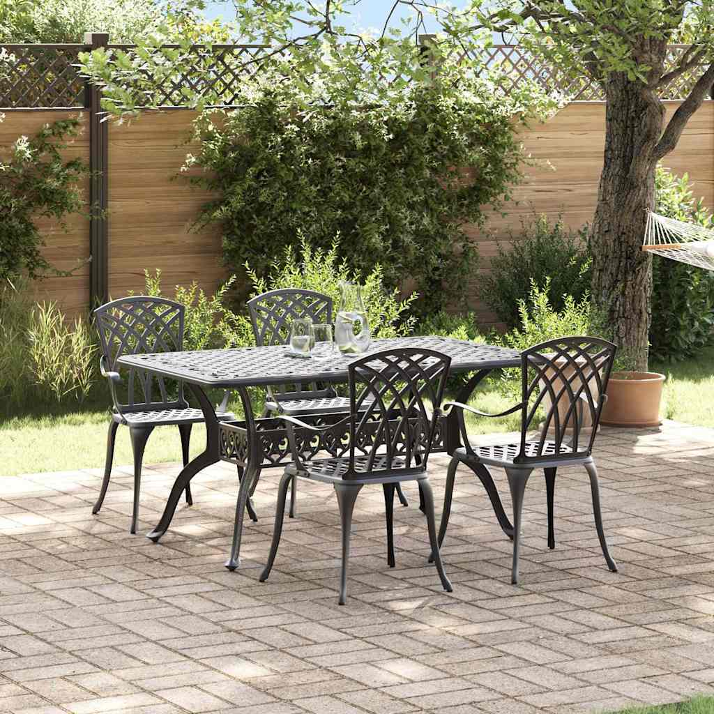 Set da Pranzo per Giardino 5 pcs Nero Alluminio | homemem39