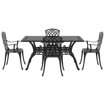 Set da Pranzo per Giardino 5 pcs Nero Alluminio | homemem39