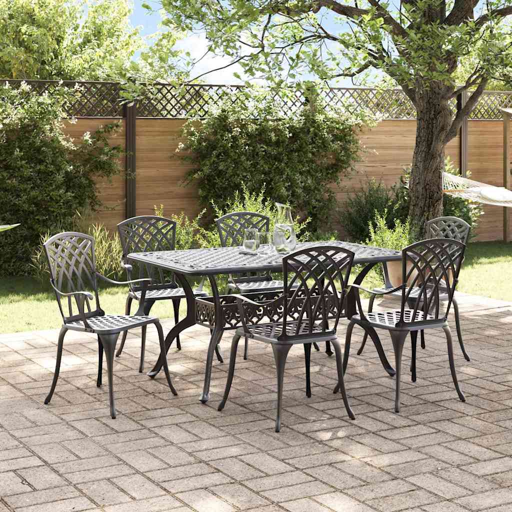 Set da Pranzo per Giardino 7 pcs Nero Alluminio | homemem39
