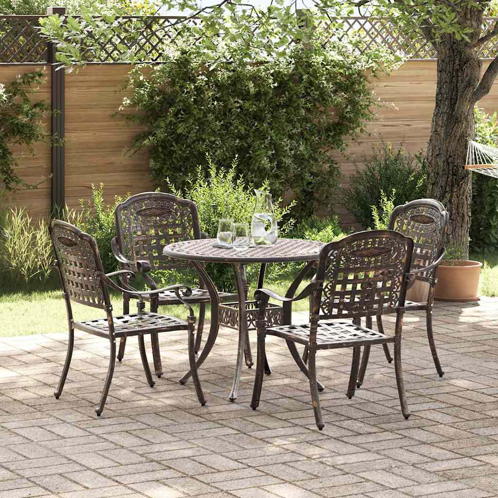 Set da Pranzo per Giardino 5 pcs Bronzo Alluminio | homemem39