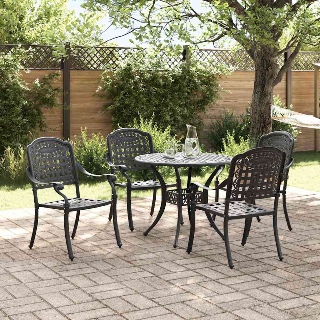Set da Pranzo per Giardino 5 pcs Nero Alluminio | homemem39