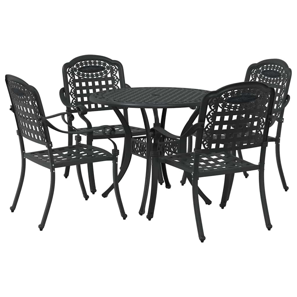 Set da Pranzo per Giardino 5 pcs Nero Alluminio | homemem39