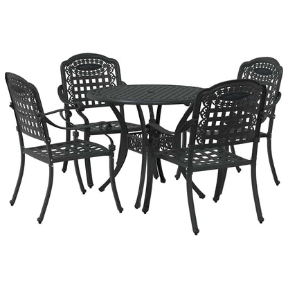 Set da Pranzo per Giardino 5 pcs Nero Alluminio | homemem39