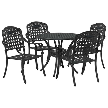 Set da Pranzo per Giardino 5 pcs Nero Alluminio | homemem39