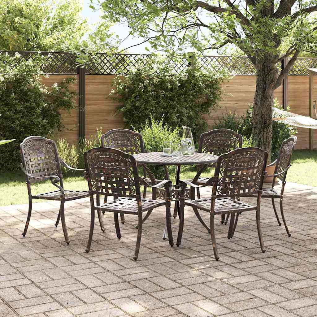 Set da Pranzo per Giardino 7 pcs Bronzo Alluminio | homemem39