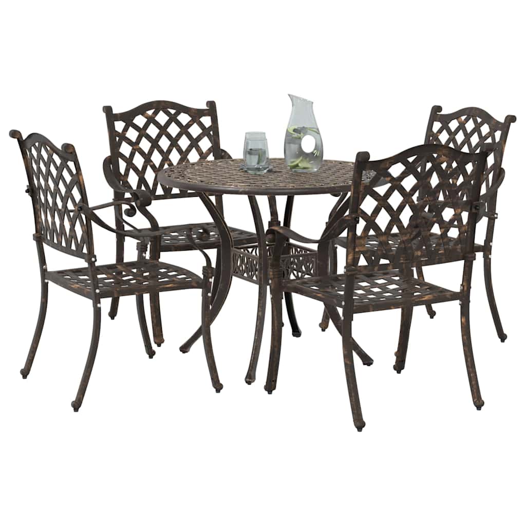 Set da Pranzo per Giardino 5 pcs Bronzo Alluminio | homemem39