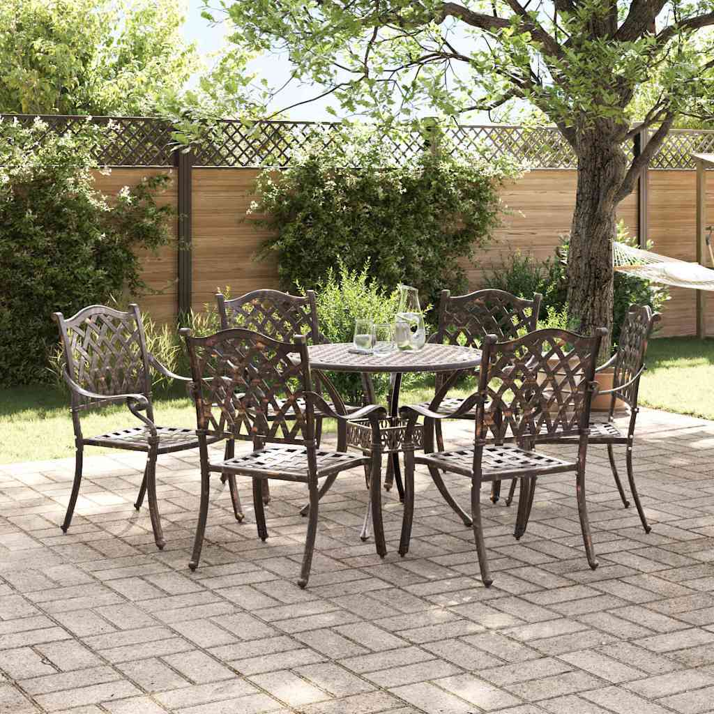 Set da Pranzo per Giardino 7 pcs Bronzo Alluminio | homemem39