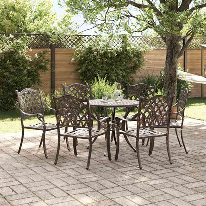 Set da Pranzo per Giardino 7 pcs Bronzo Alluminio | homemem39