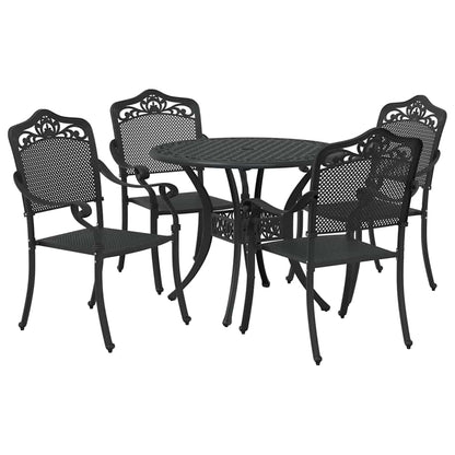 Set da Pranzo per Giardino 5 pcs Nero Alluminio | homemem39