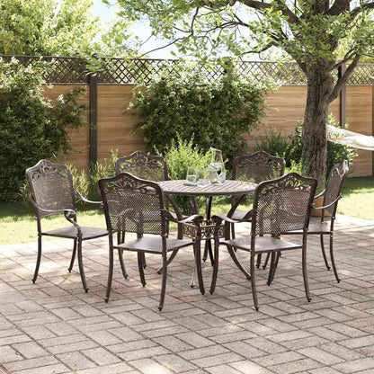 Set da Pranzo per Giardino 7 pcs Bronzo Alluminio | homemem39