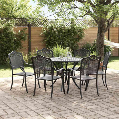Set da Pranzo per Giardino 7 pcs Nero Alluminio | homemem39